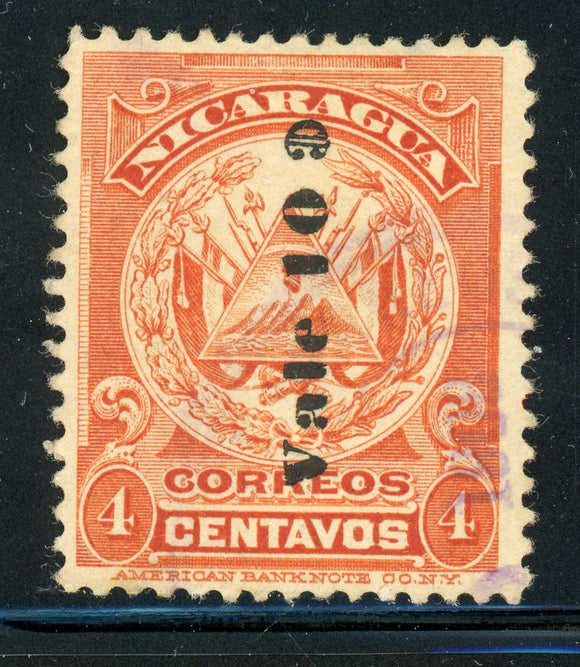 NICARAGUA Used: MAXWELL #255ca 10c/4c Orange Red UP TYPE II #1 CV$20+