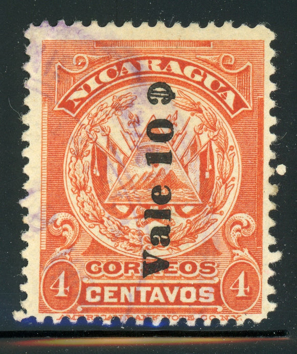 NICARAGUA Used: MAXWELL #255ca 10c/4c Orange Red UP TYPE II #4 CV$20+