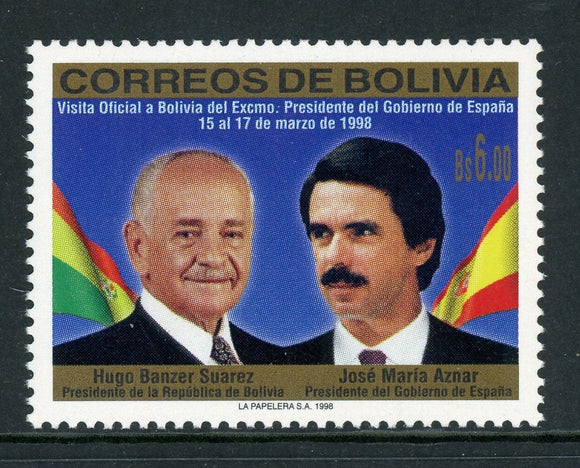 Bolivia Scott #1025 MNH Visit of Prime Minister of Spain FLAGS CV$6+ 441729