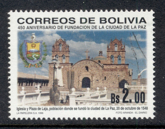 Bolivia Scott #1047 MNH La Paz 450th ANN Church & Plaza de Laja $$ 441730