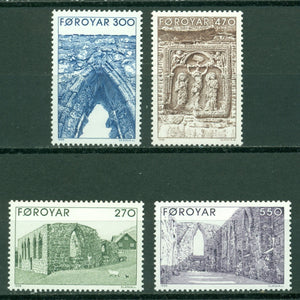 Faroe Islands Scott #182-185 MNH Cathedral Ruins in Kirkjebour CV$5+