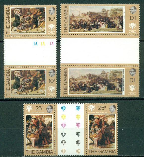 Gambia Scott #391-393 MNH GUTTER PAIRS Int'l Year of the chill IYC $$