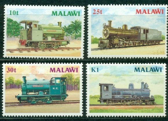 Malawi Scott #498-501 MNH British Steam Locomotives CV$21+