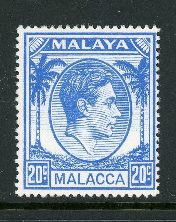 Malaya Malacca Scott #25 MH King George VI 20c ultramarine CV$7+