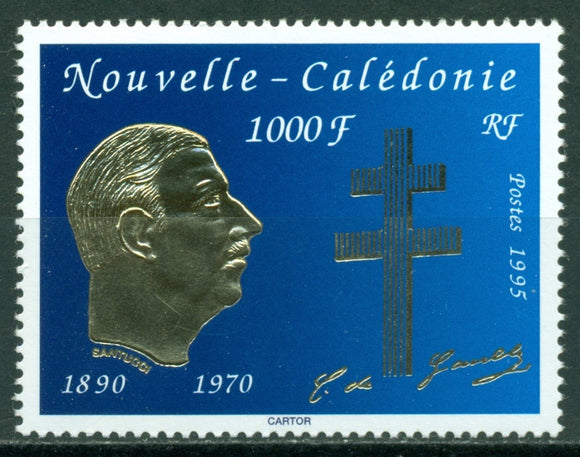 New Caledonia Scott #709 MNH Charles de Gaulle Gold Foil CV$18+