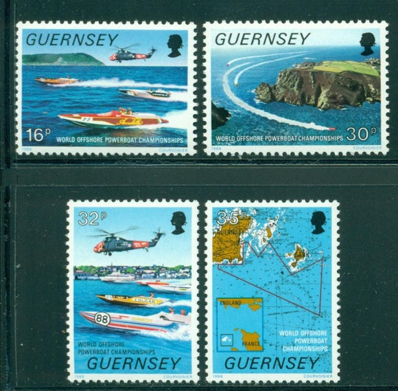 Guernsey Scott #390-393 MNH World Offshore Powerboat Championships CV$2+