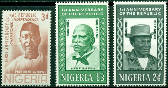 Nigeria Scott #162-164 MNH 1st Anniversary of the Republic $$