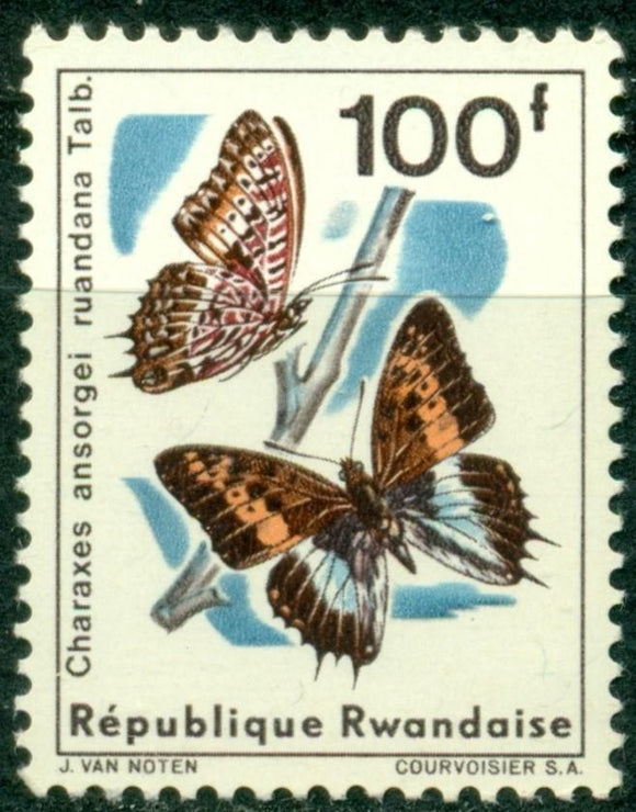 Rwanda Scott #125 MNH Butterflies 100fr Insects FAUNA CV$5+