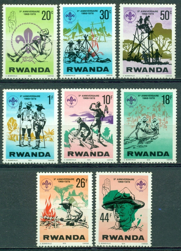Rwanda Scott #849-856 MNH Rwanda Boy Scouts 10th ANN CV$6+