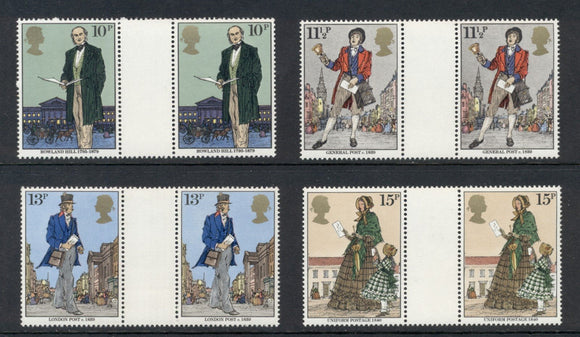 Great Britain Scott #871-874 MNH GUTTER PAIRS Sir Rowland Hill Early Post $$