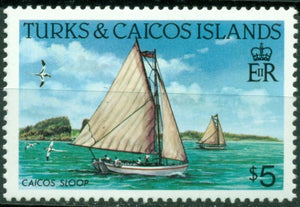 Turks & Caicos Islands Scott #592a MNH Caicos Sloop PERF 14 CV$5+
