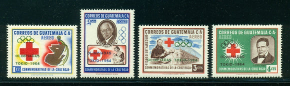 Guatemala Scott #C283-C286 MNH OVPT Tokyo Olympics 1964 on Red Cross CV$5+