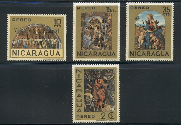 Nicaragua Scott #C655-C658 MNH Paintings OVPT Visit of Paul VI Bogota $$