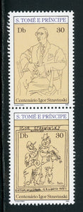St. Thomas & Prince Scott #660 MNH PAIR VERT Stravinsky by Picasso CV$4+