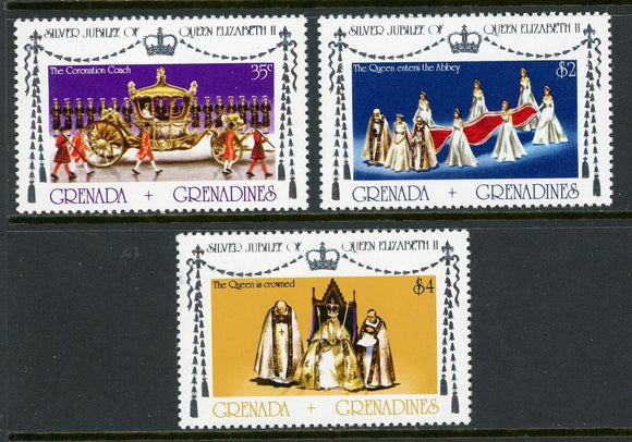 Grenada Grenadines Scott #213-215 MNH Queen Elizabeth II Reign Silver Jubilee $$
