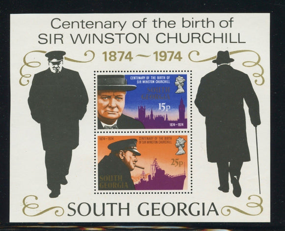 South Georgia Scott #40a MNH S/S Sir Winston Churchill Birth Centenary CV$6+