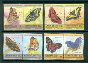 SVG Union I Scott #194-197 MNH PAIRS Butterflies Insects FAUNA CV$2+
