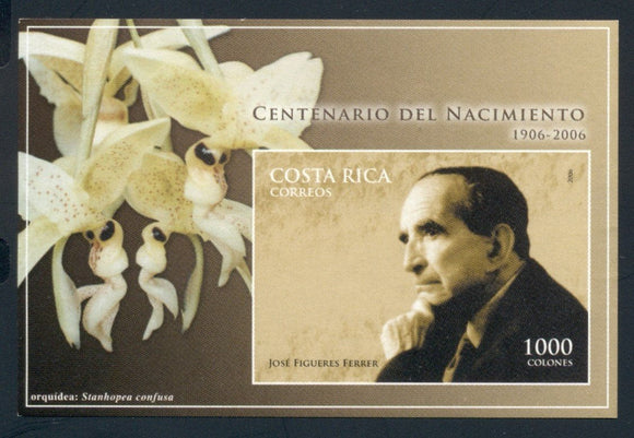 Costa Rica Scott #595 MNH S/S Pres. José Figueres Ferrer Birth ANN CV$30+