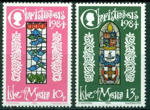 Isle of Man Scott #274-275 MNH Christmas 1984 Stained Glass $$
