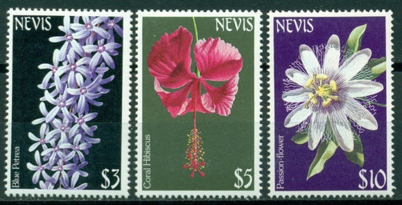 Nevis Scott #376-378 MNH Flowers FLORA HIVALS CV$3+