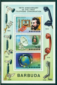 Barbuda Scott #262a MNH S/S Centenary Telephone Satellite Globe $$
