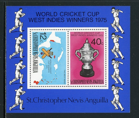St. Christopher-Nevis-Anguilla Scott #323a MNH S/S World Cricket Cup 1975 CV$5+
