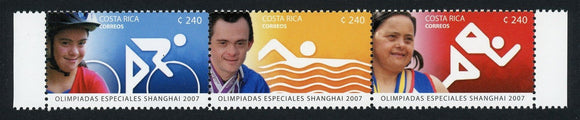Costa Rica Scott #610 MNH STRIP of 3 Special Olympics Shanghai CV$14+