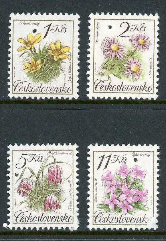 Czechoslovakia Scott #2839-2842 MNH SPECIMEN Flowers FLORA PUNCHED $$
